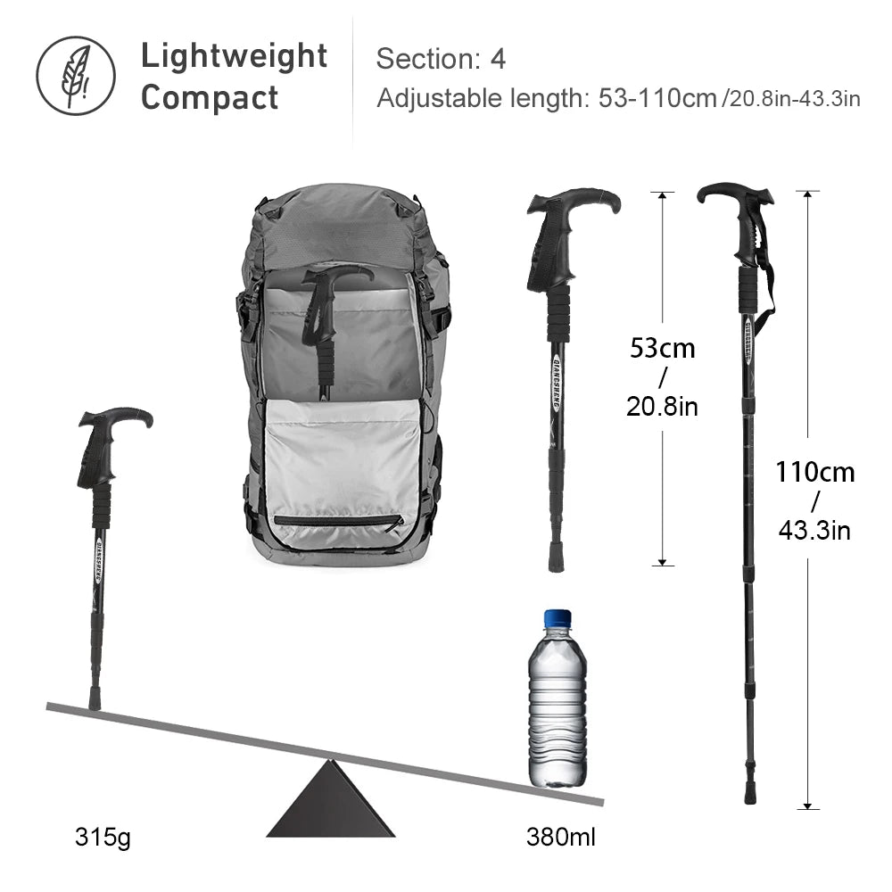 Outdoor Folding Trekkings Pole 4-Section Portable Walking Hiking Telescopic Stick Lightweight Camping Climbing Trekking Stick