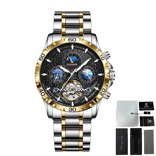 GLENAW Design Mens Watches Top Brand Luxury Fashion Business Automatic Watch Men's Waterproof Mechanical Watch Montre Homme - Hiron Store