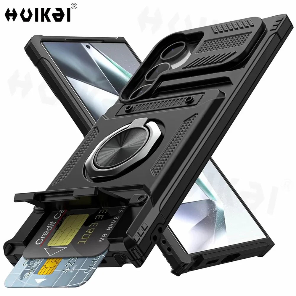 Case For Samsung Galaxy S24 Ultra S24 Plus A15 Card Holder Magnetic Rotated Heavy Shockproof Wallet Covers