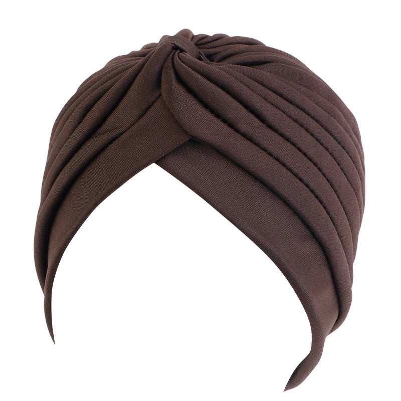 New Flower Decoration Turban, Solid Color Women's Head Wrap, Fashion Headwear, Bandana Cap