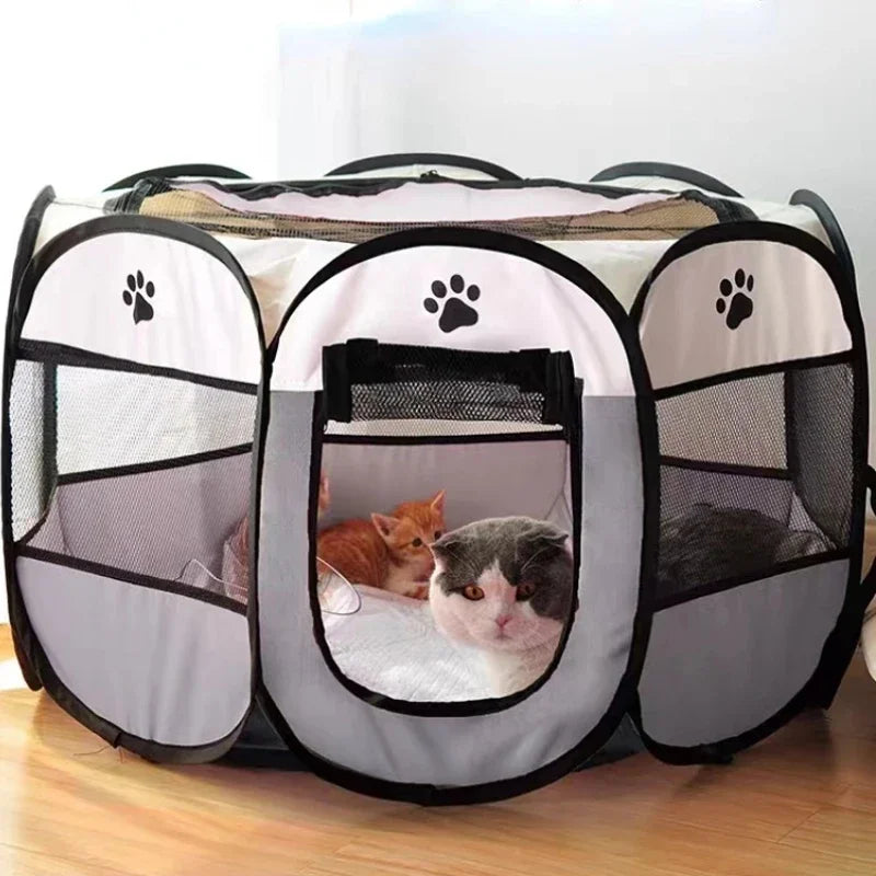 Portable Foldable Pet Tent Kennel Octagonal Fence Puppy Shelter Use Outdoor Easy Operation Large Dog Cages Cat Fences