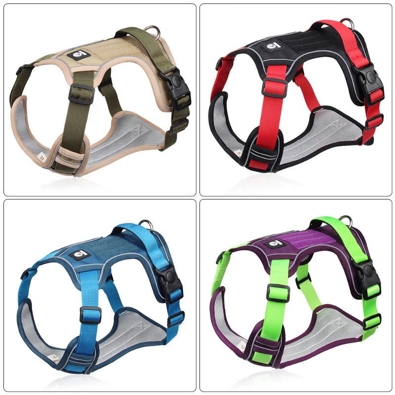 Adjustable Harness Dog Reflective Safety Training Walking Chest Vest Leads Collar For French Bulldog