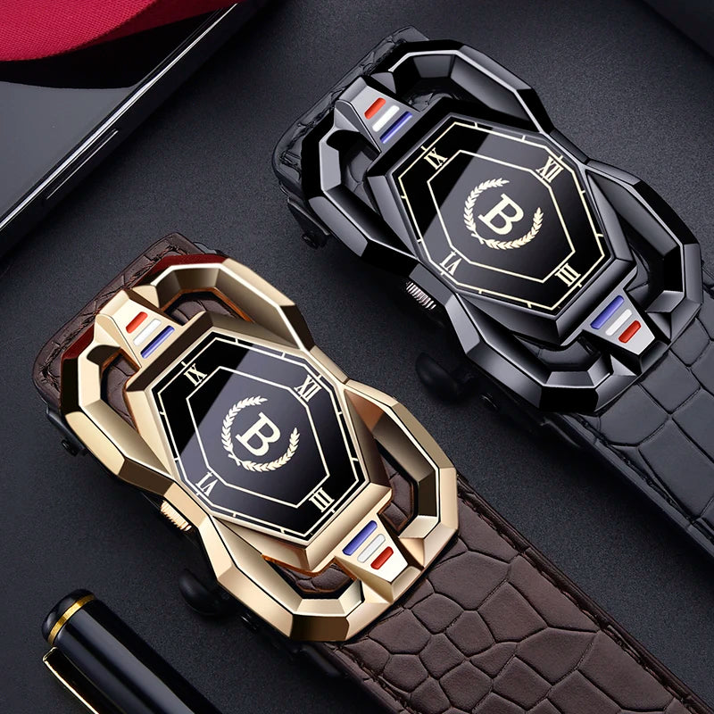 High-end And Atmospheric Men's Automatic Buckle Crocodile Pattern Belt New Men's Casual Wear Belt Fashion Youth Business Belt