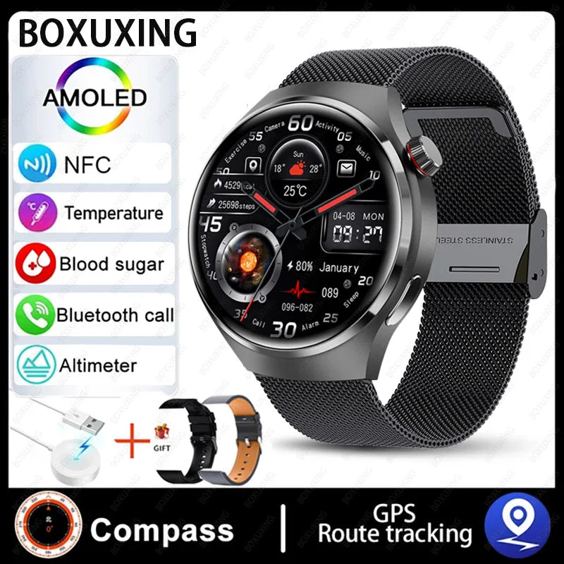 2024 New GPS Smart Watch Men GT4 Pro 360*360 HD Screen Heart rate IP68 Waterproof Blood Sugar Smartwatch BT Call NFC Watch 4 Pro - Hiron Store