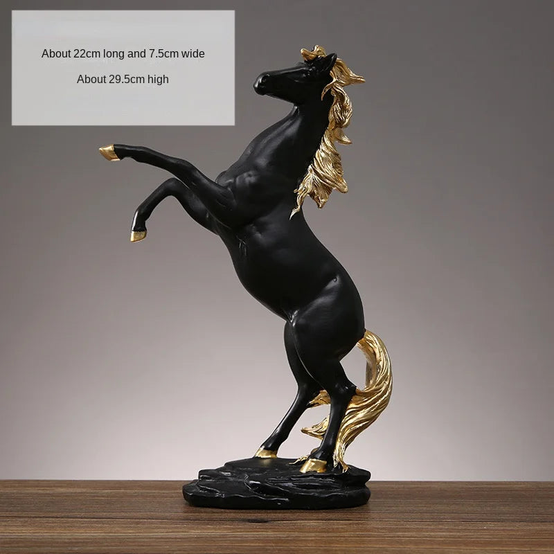 Creative Gold Silver Black Horse Resin Sculpture, Horse Model Home Decor Animal Decoration