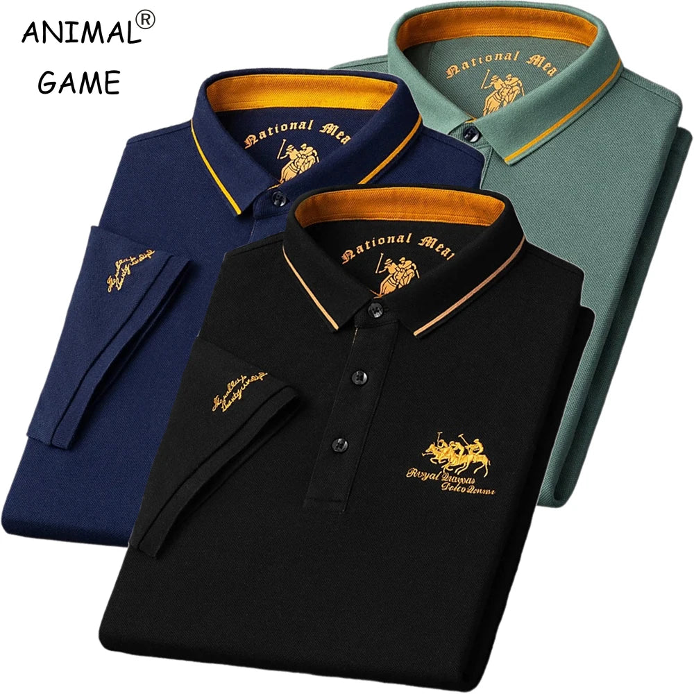 Summer Men's Embroidered Polo Shirts Short Sleeve Shirt Luxury Top T-shirt