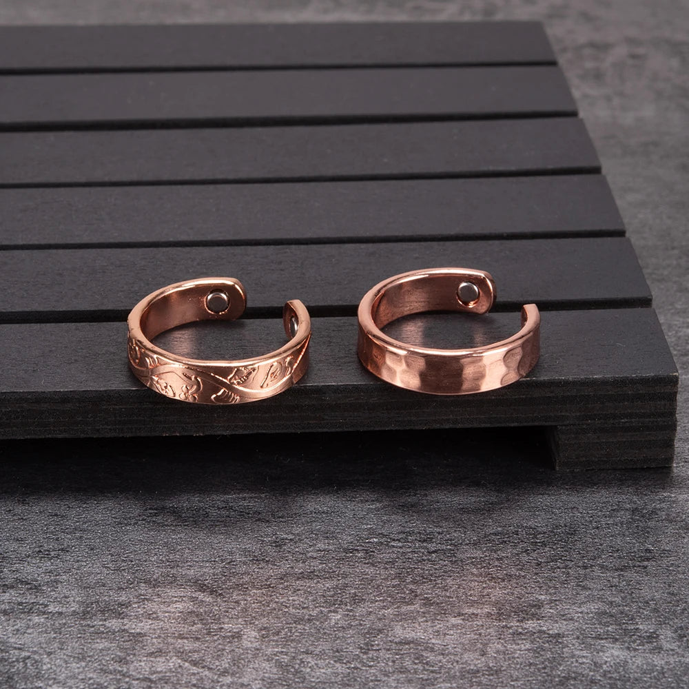 Pure Copper Rings Magnetic Health Energy Finger Open Cuff Adjustable Ring Women Men Jewellery