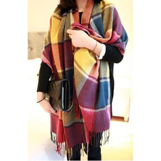 Winter Female Lattice Imitation Cashmere Scarf Autumn And Winter Thick Fashion Warm Wild Scarf Shawl - Hiron Store