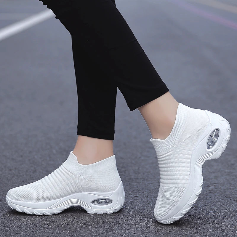 Women's Casual Sports Socks Sneakers Thick Sole Air Cushion Rocking Shoes