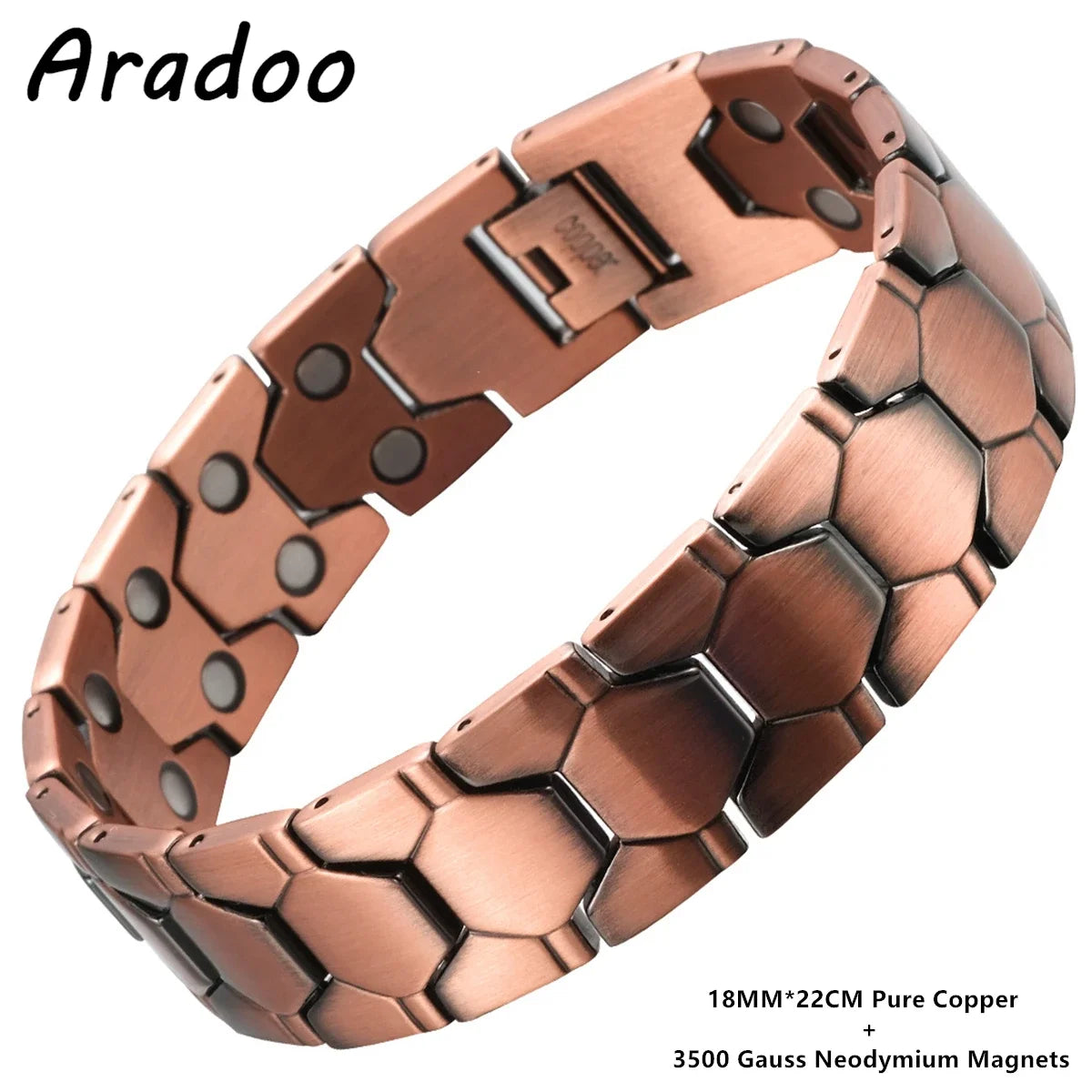 Pure Copper Bracelet for Men Magnetic Vintage Bracelets Wristband Adjustable Jewellery Gift with Sizing Tool