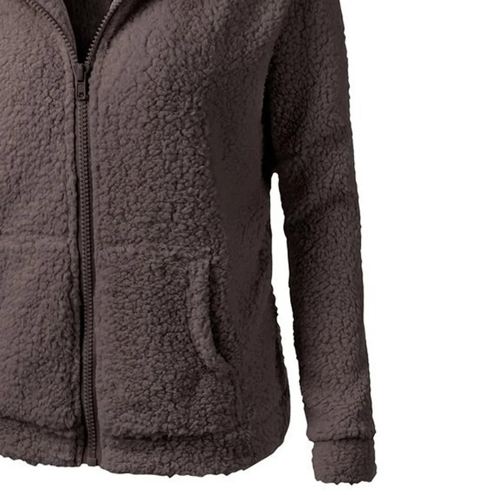 Winter Warm Hoodie Jacket Casual Female Hoodies Sweater shirt Zipper Coat Teddy Bear Wool Coats