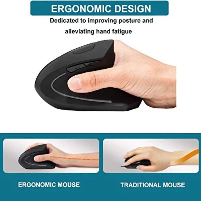 3 Levels DPI for Laptop, PC, Computer, Desktop, Notebook, Specially for Right-handers Wireless Vertical Mouse - Hiron Store