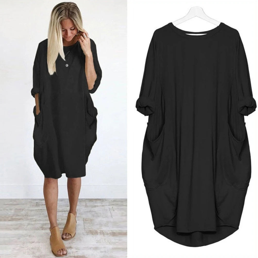 Women's Loose  Long Sleeved Summer Plus Size Dress - Hiron Store