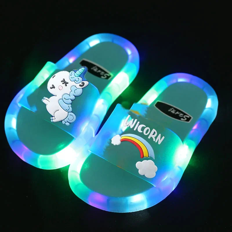 Children‘s Boys Girls Slippers Cartoon Unicorn Animals Prints Bathroom shoes