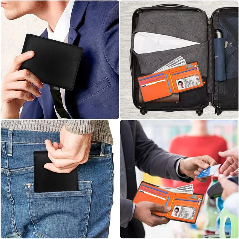 Minimalist  Men Wallet with Zipper Coin Pocket RFID Credit Card Holder