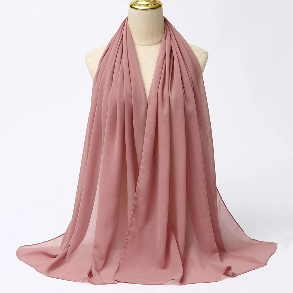 Muslim Chiffon hijab Scarf Long Solid Color Head Wrap Women's Hijabs & Scarves Jersey Hijab Veil