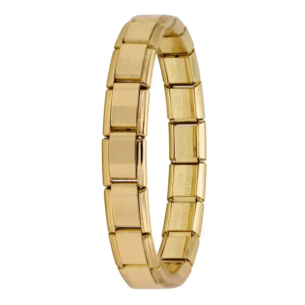 Hapiship New Women's Jewelry 9mm Width Itanlian Elastic Charm  Bracelet Fashion Stainless Steel Bangle