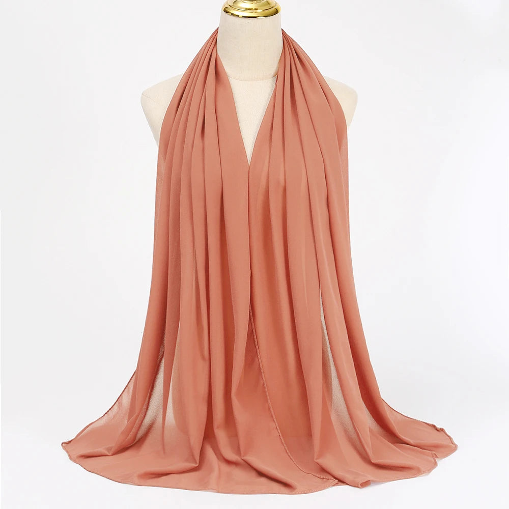 Muslim Chiffon hijab Scarf Long Solid Color Head Wrap Women's Hijabs & Scarves Jersey Hijab Veil