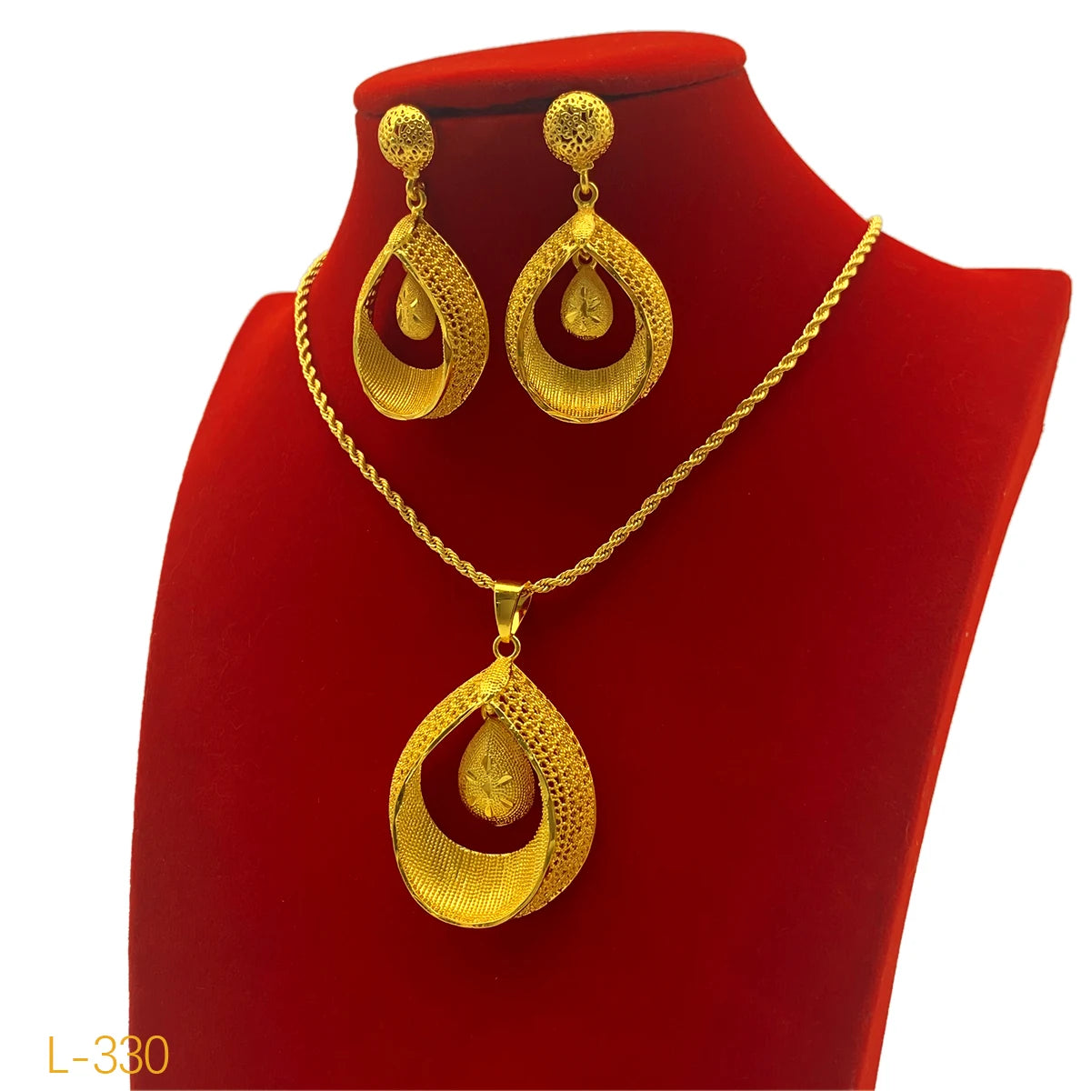 Bridal Dubai Ball 24k Gold Plated Necklace Earrings Sets