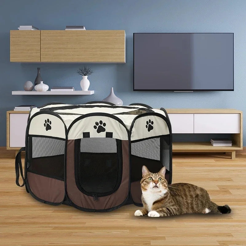 Portable Foldable Pet Tent Kennel Octagonal Fence Puppy Shelter Use Outdoor Easy Operation Large Dog Cages Cat Fences