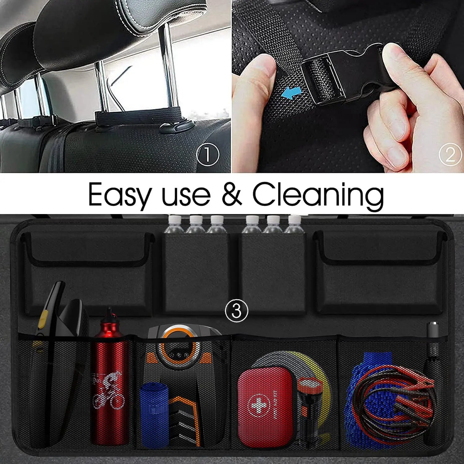 Car Trunk Car Organisers Backseat Hanging Car Organisers with 8 Large Storage Bag Trunk Organizer for SUV Truck Space Saving Exp - Hiron Store