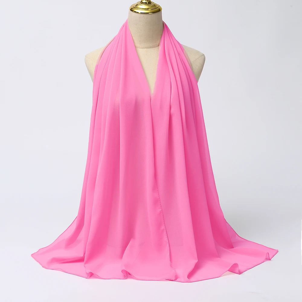 Muslim Chiffon hijab Scarf Long Solid Color Head Wrap Women's Hijabs & Scarves Jersey Hijab Veil