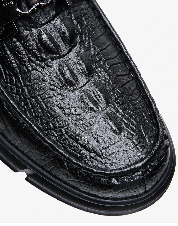 Genuine Leather Casual Loafers for Men Fashion New Designer Crocodile Print Spring Autumn Shoes