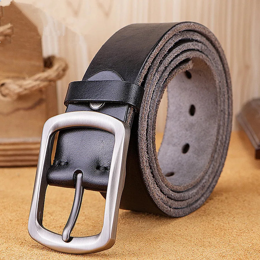 Men's Genuine Leather Belt Alloy Buckle Retro design High-quality Brand Belt cowhide production