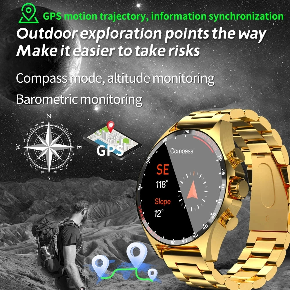 GPS Smart Watch Men Bluetooth Call HD Smartwatch Health  Monitoring Compass Waterproof Watches