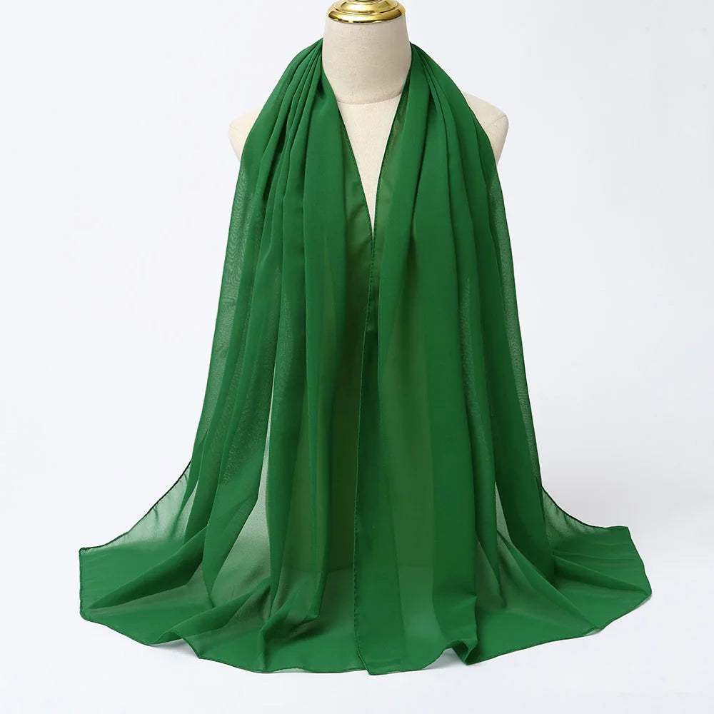Muslim Chiffon hijab Scarf Long Solid Color Head Wrap Women's Hijabs & Scarves Jersey Hijab Veil