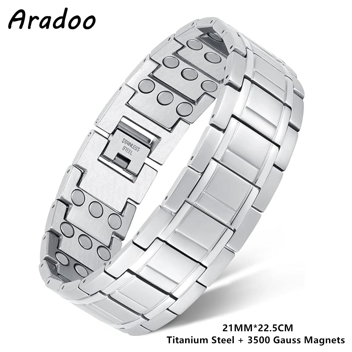 Titanium Steel Bracelets 3X Ultra Strength Neodymium Magnets Health Magnetic Therapy Copper Link Bracelet