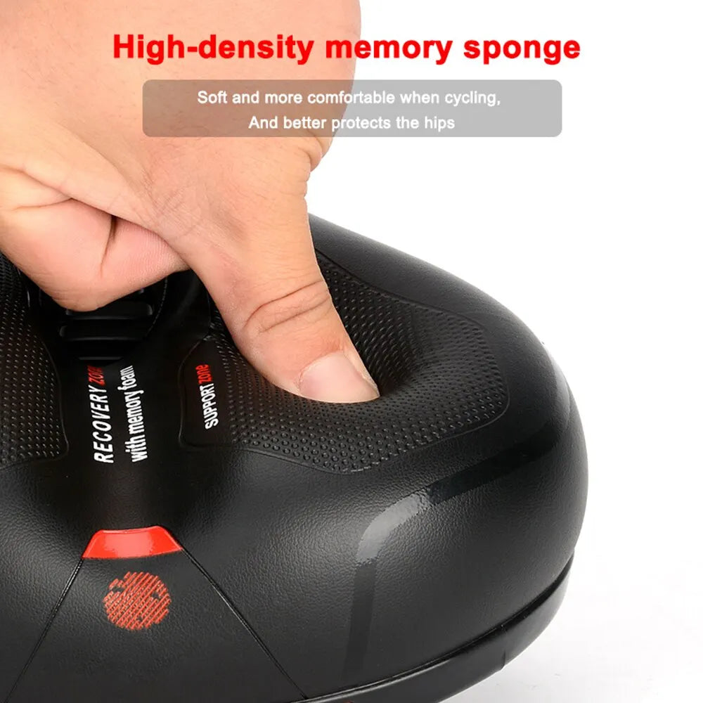 Hollow Breathable Bicycle Saddle Men Women MTB Road Bike Saddle Shock Absorbing Comfortable Big Butt Bike Seat Safety Warning - Hiron Store