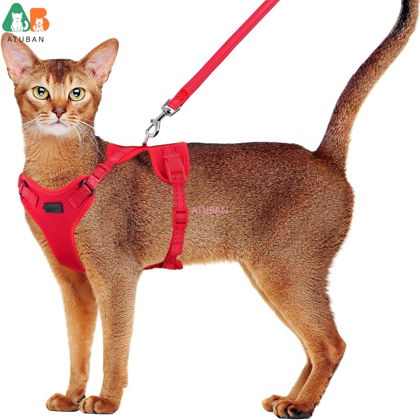 Cat Harness and Leash Set, Proof Adjustable Kitten Vest for Cat Outdoor Walking,Reflective Strips for Dark Night