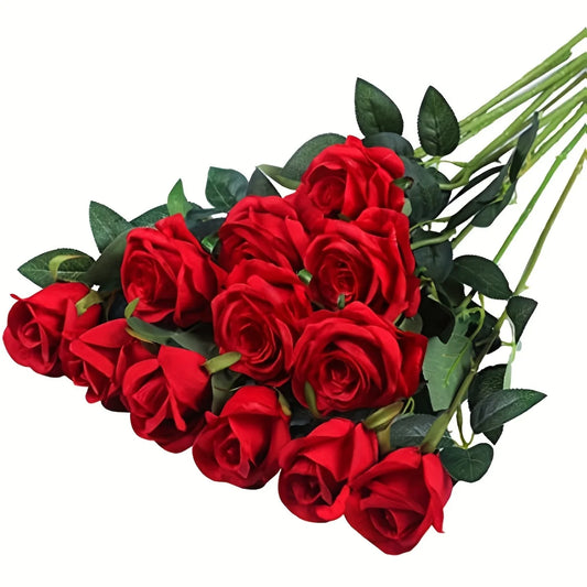 12pcs Realistic Artificial Rose Bouquet for Weddings, Birthdays, and More  for Floral Arrangements and Home Decor - Hiron Store
