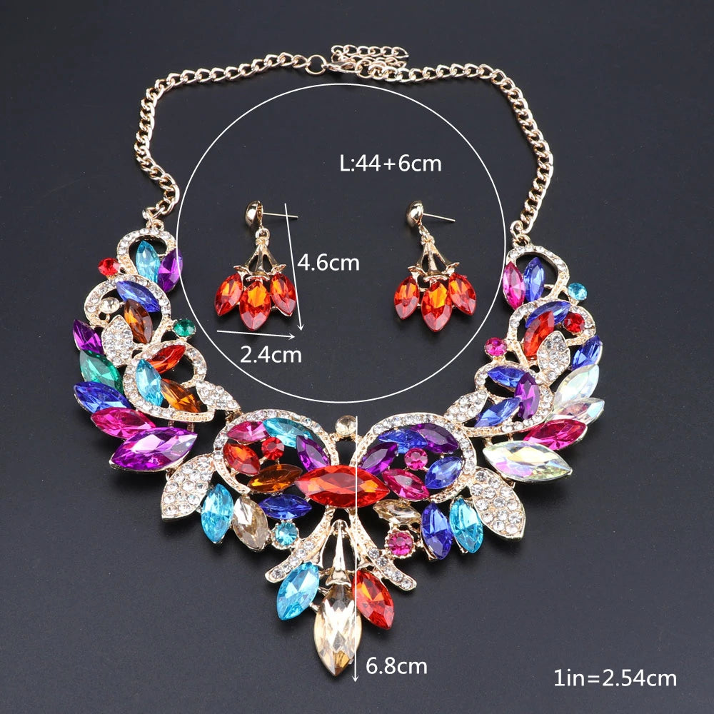 Crystal Bridal Jewelry Sets Costume Accessories Wedding Necklace Earrings Set