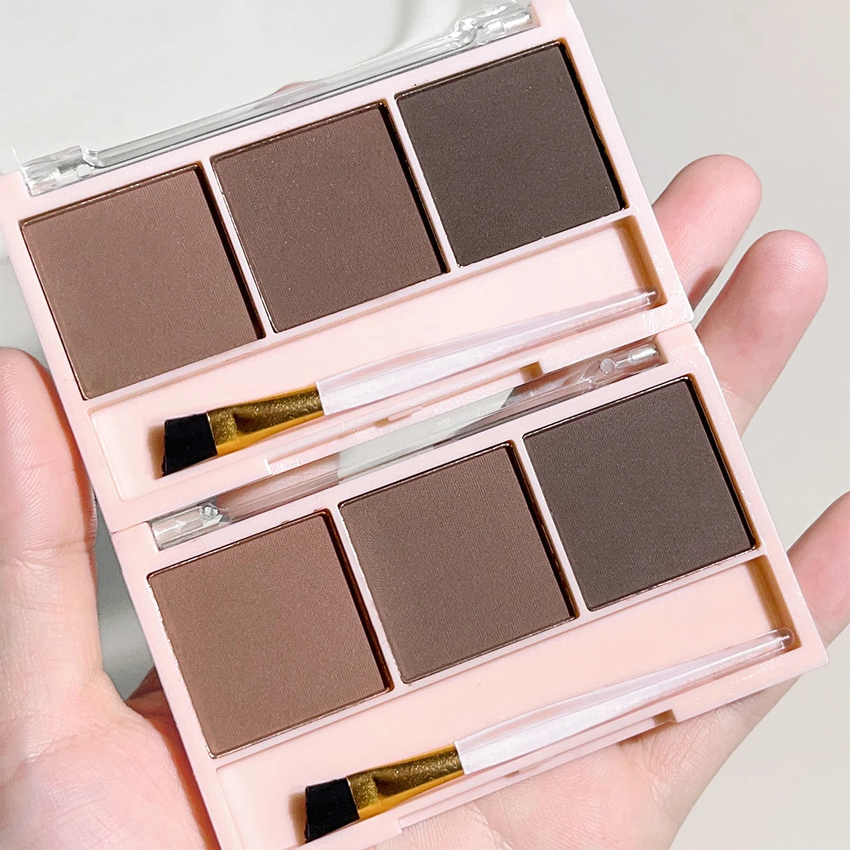 3-Color Brow Powder Set with Brush - Long-lasting, colour-resistant, versatile contour makeup set for natural, three-dimensional