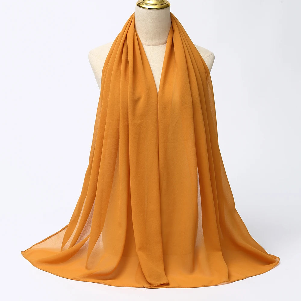 Muslim Chiffon hijab Scarf Long Solid Color Head Wrap Women's Hijabs & Scarves Jersey Hijab Veil