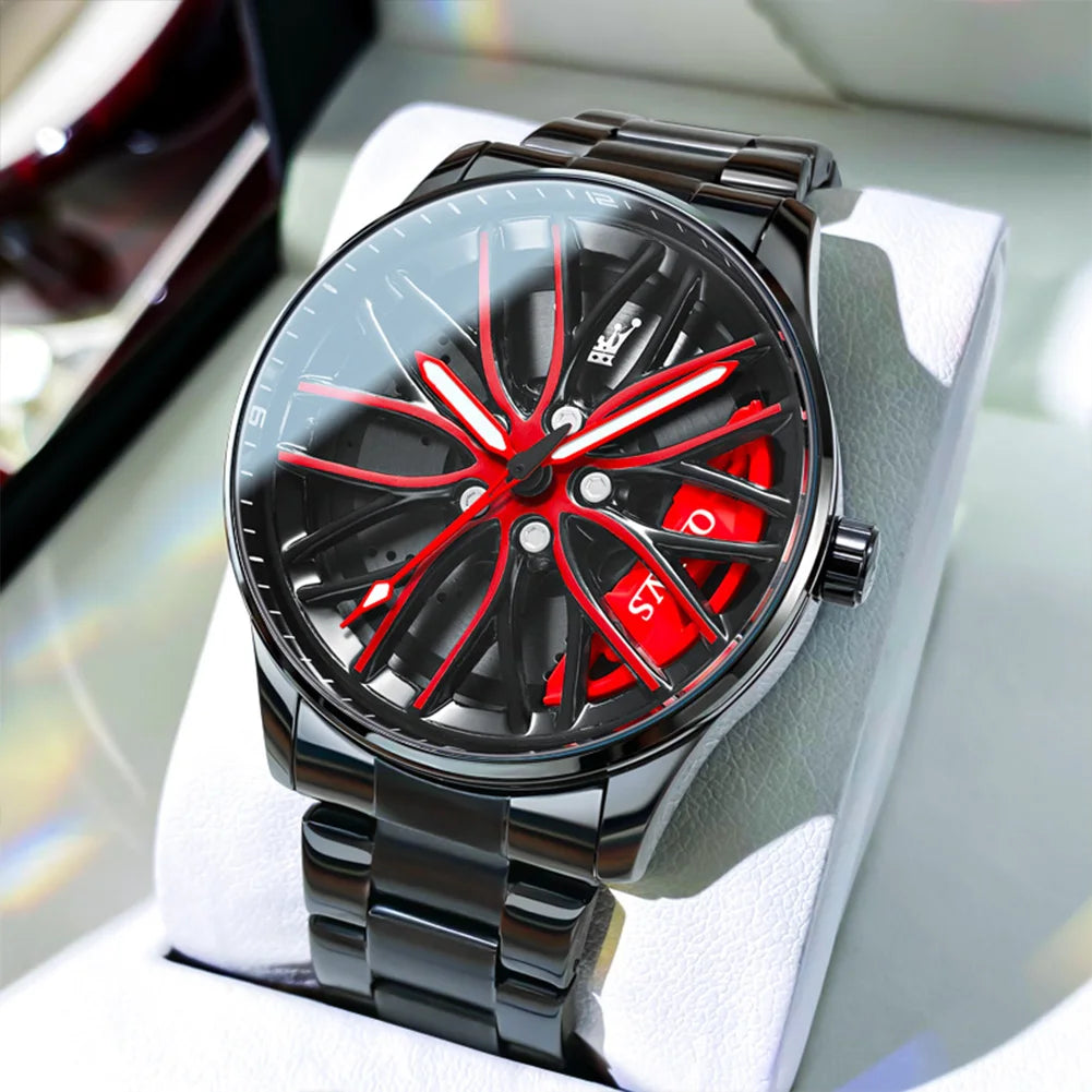 OLEVS Wheel Men's Luxury Watch Waterproof Rotary Sport Car Rim Man Watch's