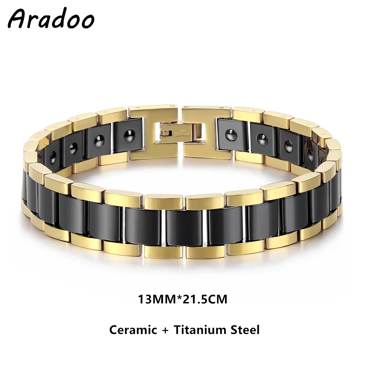 Blue Ceramic Titanium Steel Bracelets Hematite Magnetic Strap Buckle Design Power Wristband for Women Men