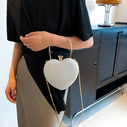 Handbag Heart Shape Chain Shoulder Crossbody Bag Luxury Lady Purse