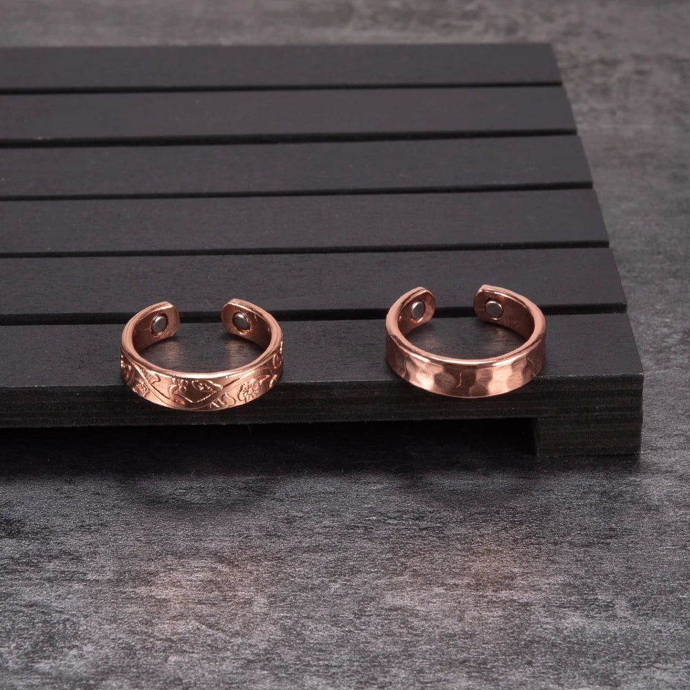 Pure Copper Rings Magnetic Health Energy Finger Open Cuff Adjustable Ring Women Men Jewellery