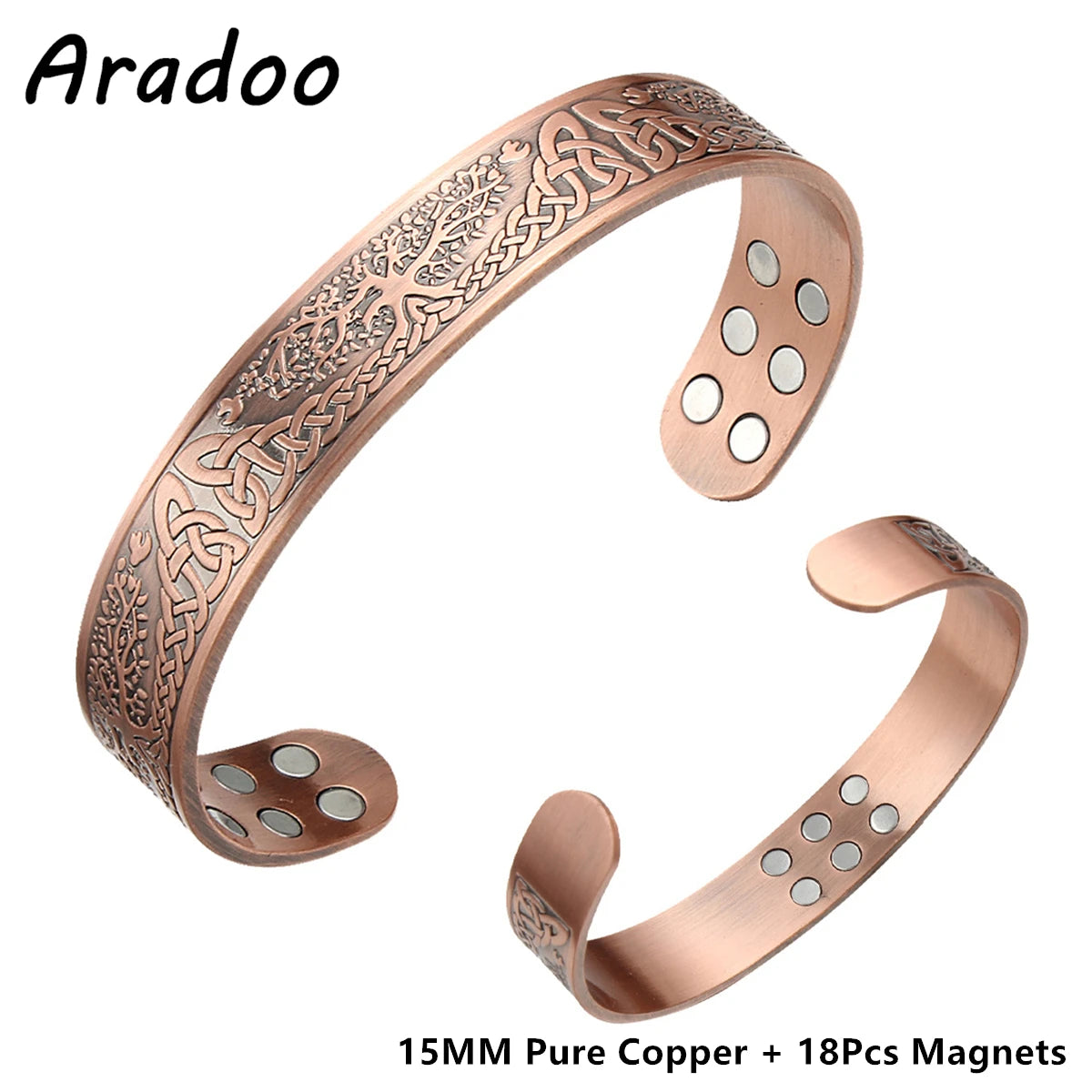 Copper Magnetic Bracelets for Men Women with Neodymium Magnets Tree of Life Pure Copper Cuff Bangle Jewellery Gift