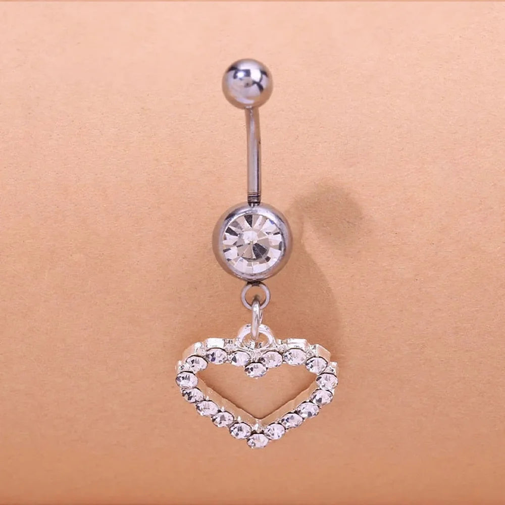 Heart Belly Button Nails Body Piercing Jewellery Sexy Crystal Belly Button Ring