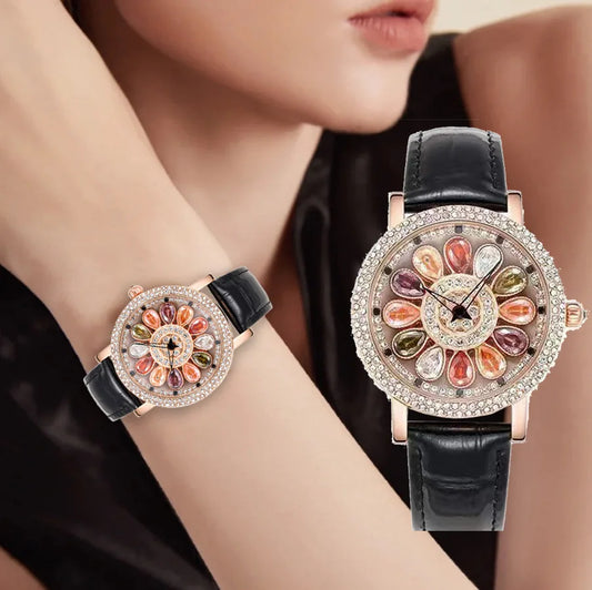 UTHAI H142 Watch Women's Light Luxury Waterproof Diamond Creative 360 ° Rotating Dial Female Fashion Quartz Clock Watches