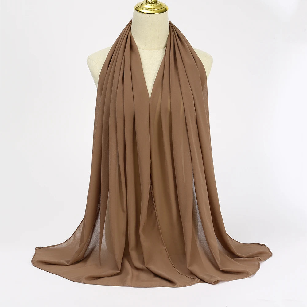 Muslim Chiffon hijab Scarf Long Solid Color Head Wrap Women's Hijabs & Scarves Jersey Hijab Veil