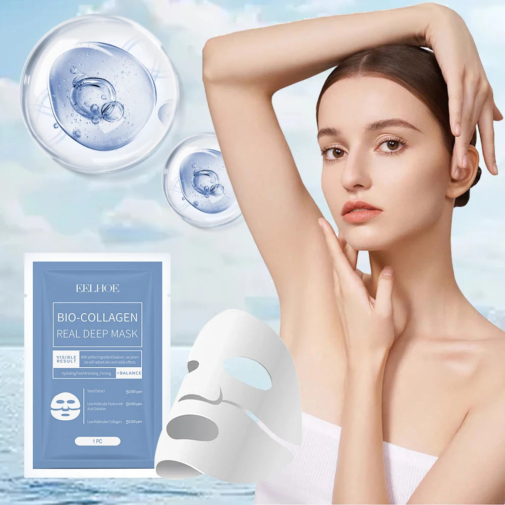 Bio Collagen Real Deep Moisturizing Mask Anti-Wrinkle Lifting Face Mask Hydrolyze Collagen Soluble Sheet Mask