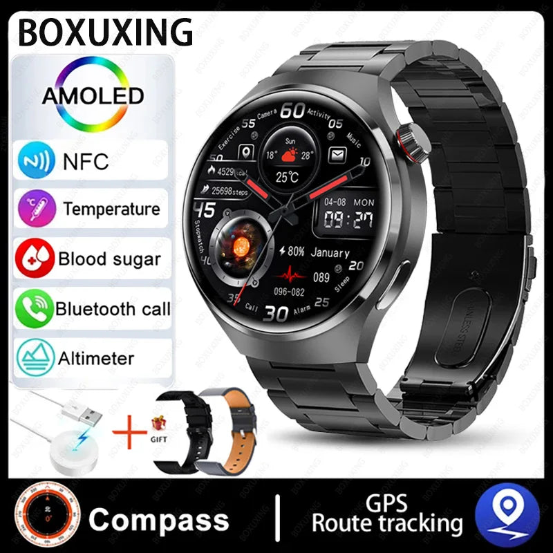 2024 New GPS Smart Watch Men GT4 Pro 360*360 HD Screen Heart rate IP68 Waterproof Blood Sugar Smartwatch BT Call NFC Watch 4 Pro - Hiron Store