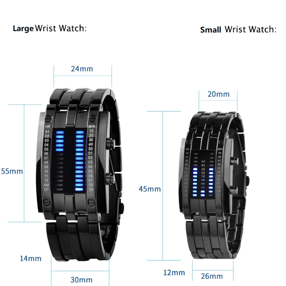 Men Watch 50m Waterproof Lava Double Row Lamp Led Male Binary Steel Electronic Sport Watches