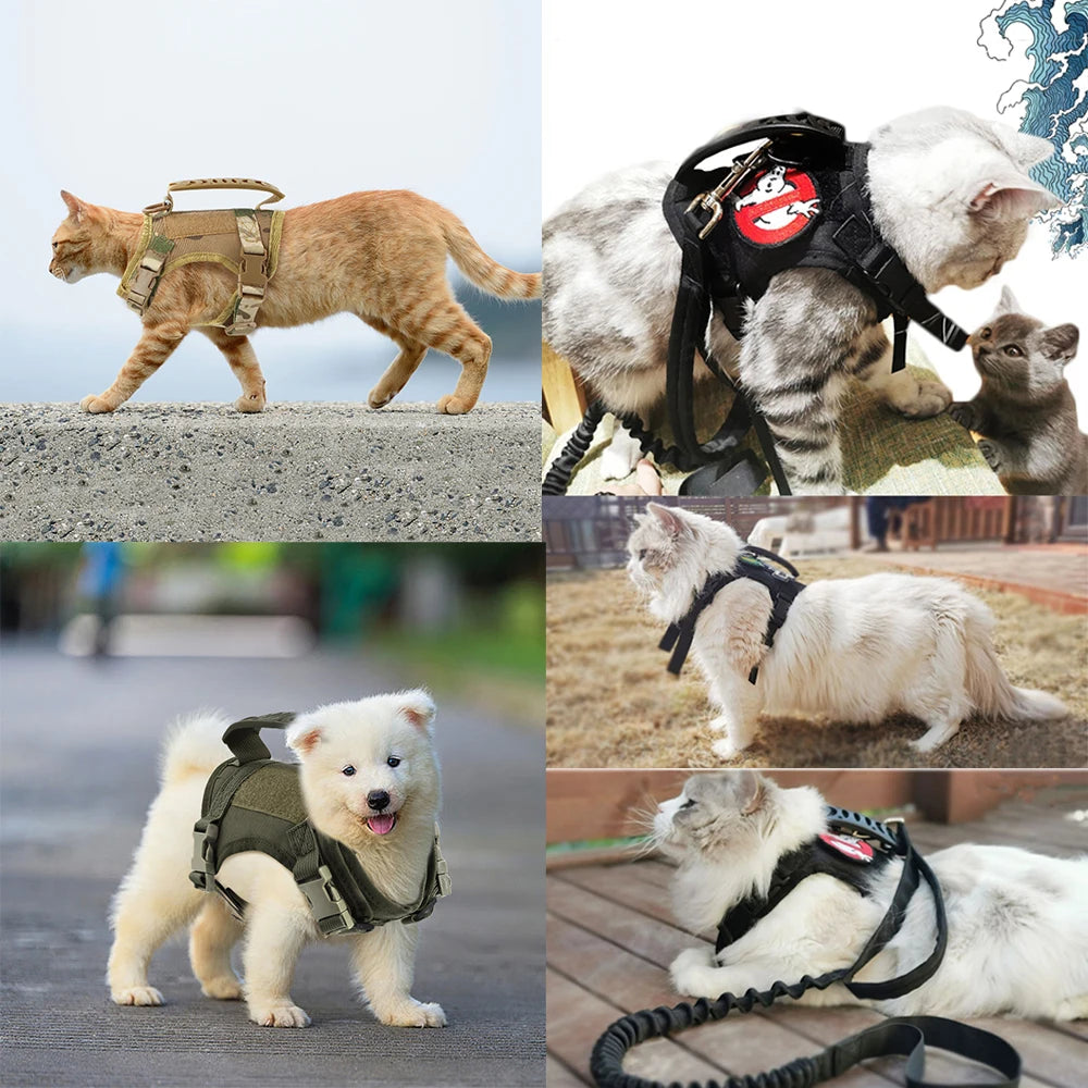 Cat Harness Vest Leash For Small Dog Adjustable Kitten K9 Vest With Patch For Military Service Dog Working Training