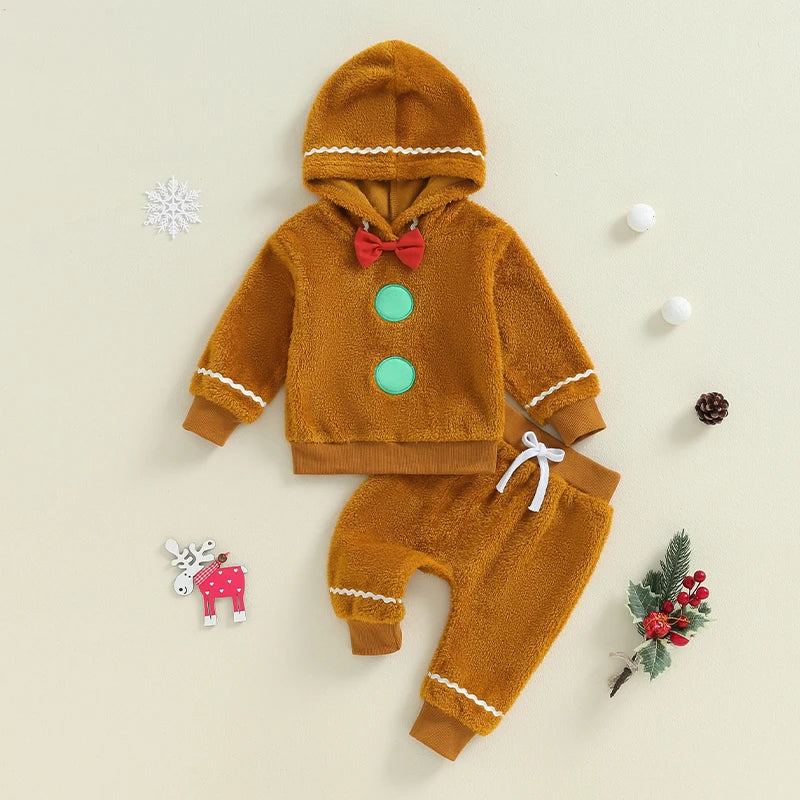 ma&baby 1-5Y Christmas Toddler Baby Boy Girl Clothes Sets Gingerbread Outfit Long Sleeve Tops Pants